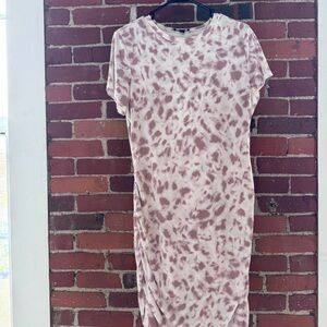 Express Pink Tie-Dye Short Sleeve Midi Dress